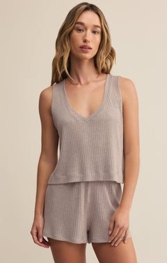 Sloane V-Neck Rib Tank Slate Grey