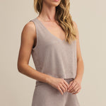 Sloane V-Neck Rib Tank Slate Grey