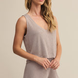 Sloane V-Neck Rib Tank Slate Grey