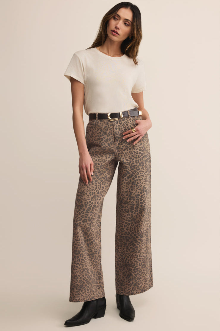 Marli Denim Leopard Pant Desert Tan