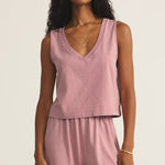 Sloane V-Neck Top Pink Smoke