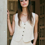 Belfort Pinstripe Linen Vest