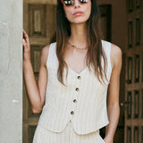 Belfort Pinstripe Linen Vest
