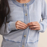 Daily Knit Denim Cardigan Washed Indigo