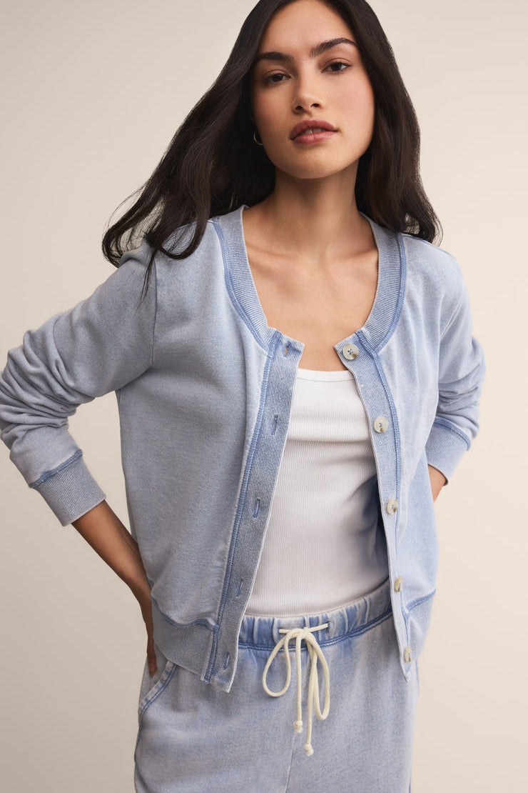 Daily Knit Denim Cardigan Washed Indigo