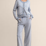 Daily Knit Denim Cardigan Washed Indigo