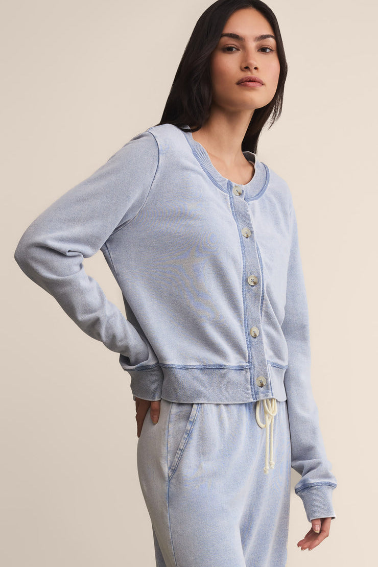 Daily Knit Denim Cardigan Washed Indigo