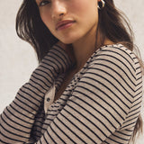 Stella Stripe Henley Heather Taupe