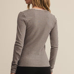 Stella Stripe Henley Heather Taupe