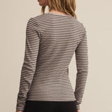 Stella Stripe Henley Heather Taupe