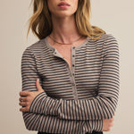 Stella Stripe Henley Heather Taupe