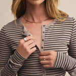 Stella Stripe Henley Heather Taupe