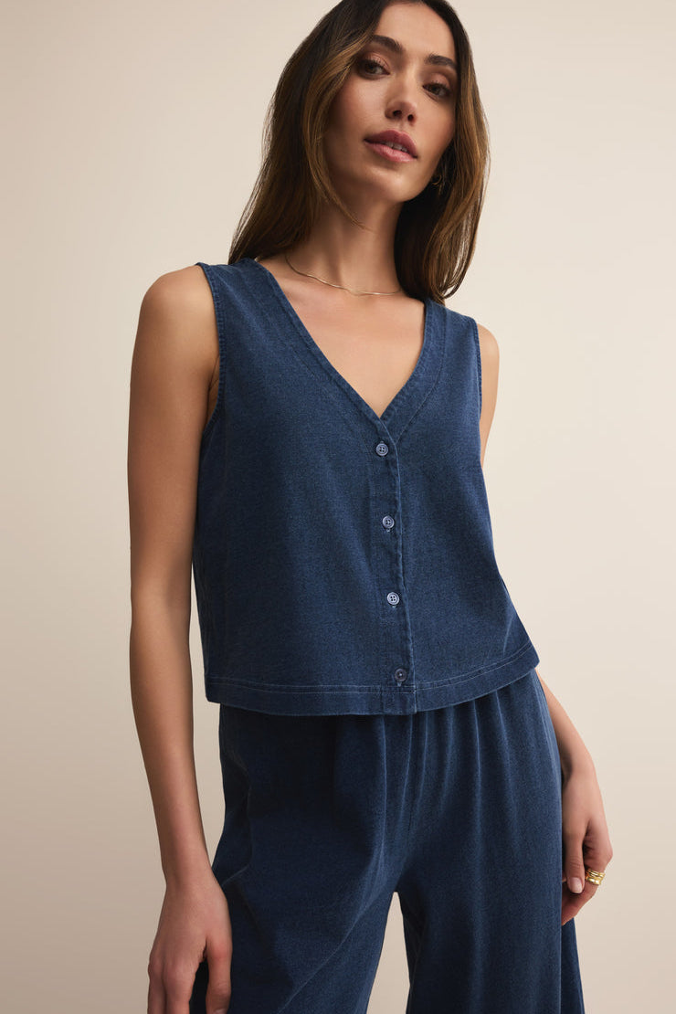 Solace Jersey Denim Top Indigo