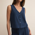 Solace Jersey Denim Top Indigo