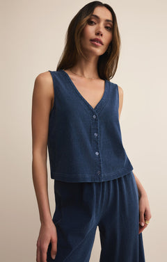 Solace Jersey Denim Top Indigo
