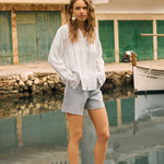 The Perfect Linen Striped Button Up Top