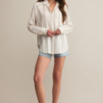 The Perfect Linen Striped Button Up Top