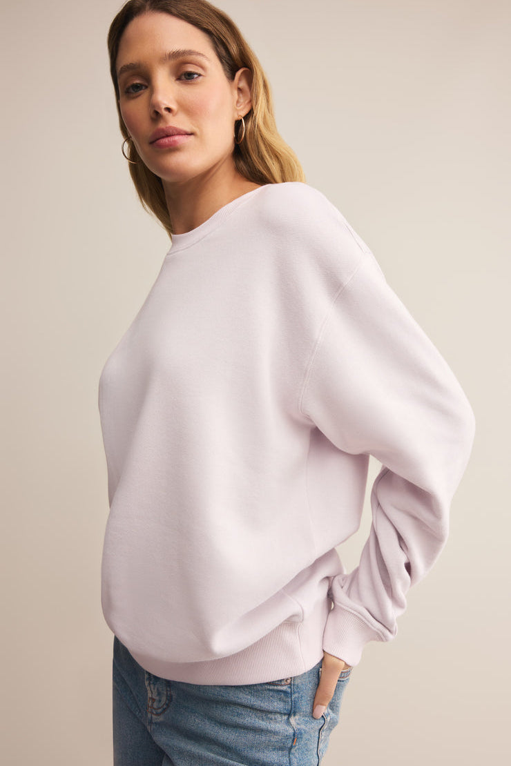 Boyfriend Cotton Sweatshirt Lavender Ice