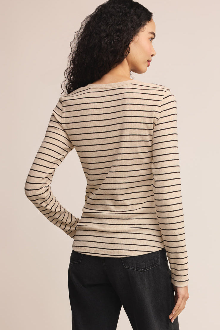 Eve Stripe Henley Light Oatmeal Heather