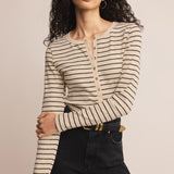 Eve Stripe Henley Light Oatmeal Heather