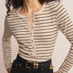 Eve Stripe Henley Light Oatmeal Heather