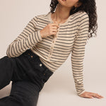 Eve Stripe Henley Light Oatmeal Heather