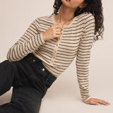 Eve Stripe Henley Light Oatmeal Heather
