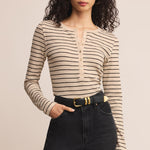 Eve Stripe Henley Light Oatmeal Heather