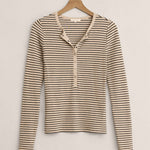 Eve Stripe Henley Light Oatmeal Heather