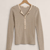 Eve Stripe Henley Light Oatmeal Heather