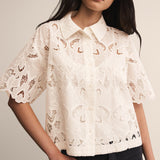 Midnight Embroidered Lace Top Cloud