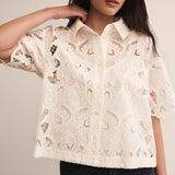 Midnight Embroidered Lace Top Cloud