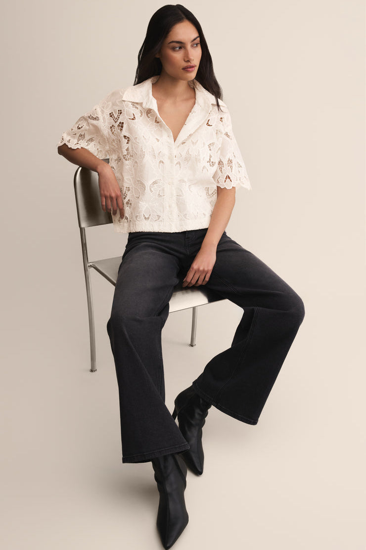 Midnight Embroidered Lace Top Cloud