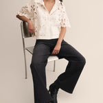 Midnight Embroidered Lace Top Cloud