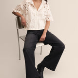 Midnight Embroidered Lace Top Cloud