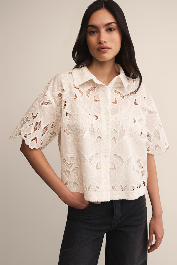 Midnight Embroidered Lace Top Cloud