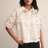 Midnight Embroidered Lace Top Cloud