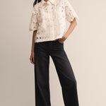 Midnight Embroidered Lace Top Cloud