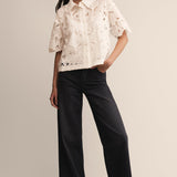 Midnight Embroidered Lace Top Cloud