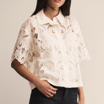 Midnight Embroidered Lace Top Cloud