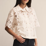 Midnight Embroidered Lace Top Cloud