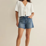 La Belle Linen Top White
