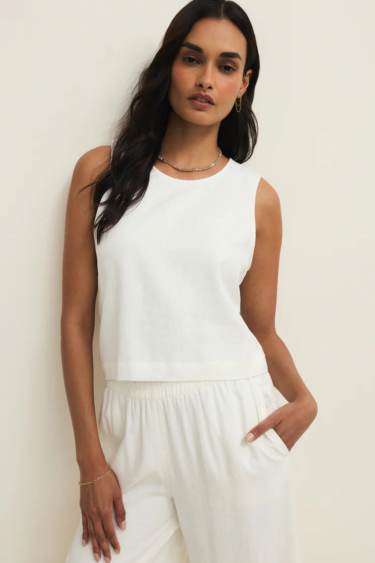 Sloane Linen Top White