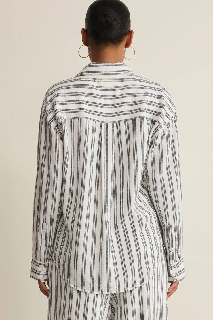 The Perfect Striped Button Up White