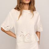 Daya Embroidered Top White