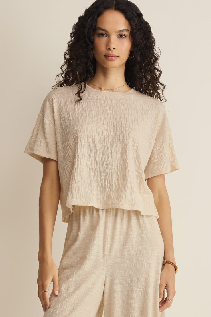 Sway Textured Cropped Tee Whisper White