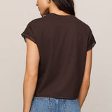 Marika Lace Trim Muscle Tee Dark Chocolate