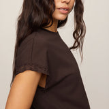 Marika Lace Trim Muscle Tee Dark Chocolate