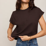 Marika Lace Trim Muscle Tee Dark Chocolate