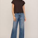 Marika Lace Trim Muscle Tee Dark Chocolate